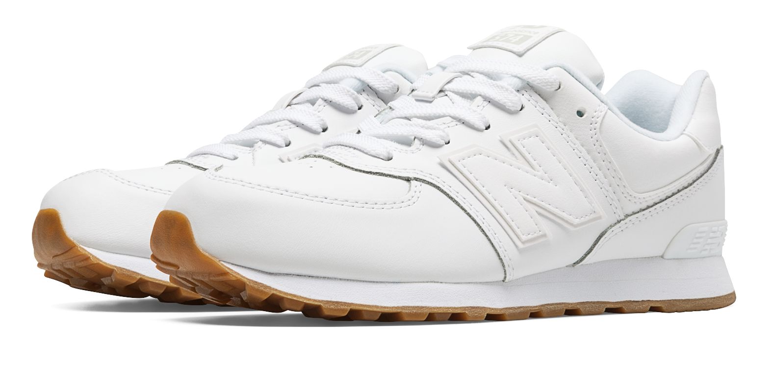 new balance 574 white leather gum sole