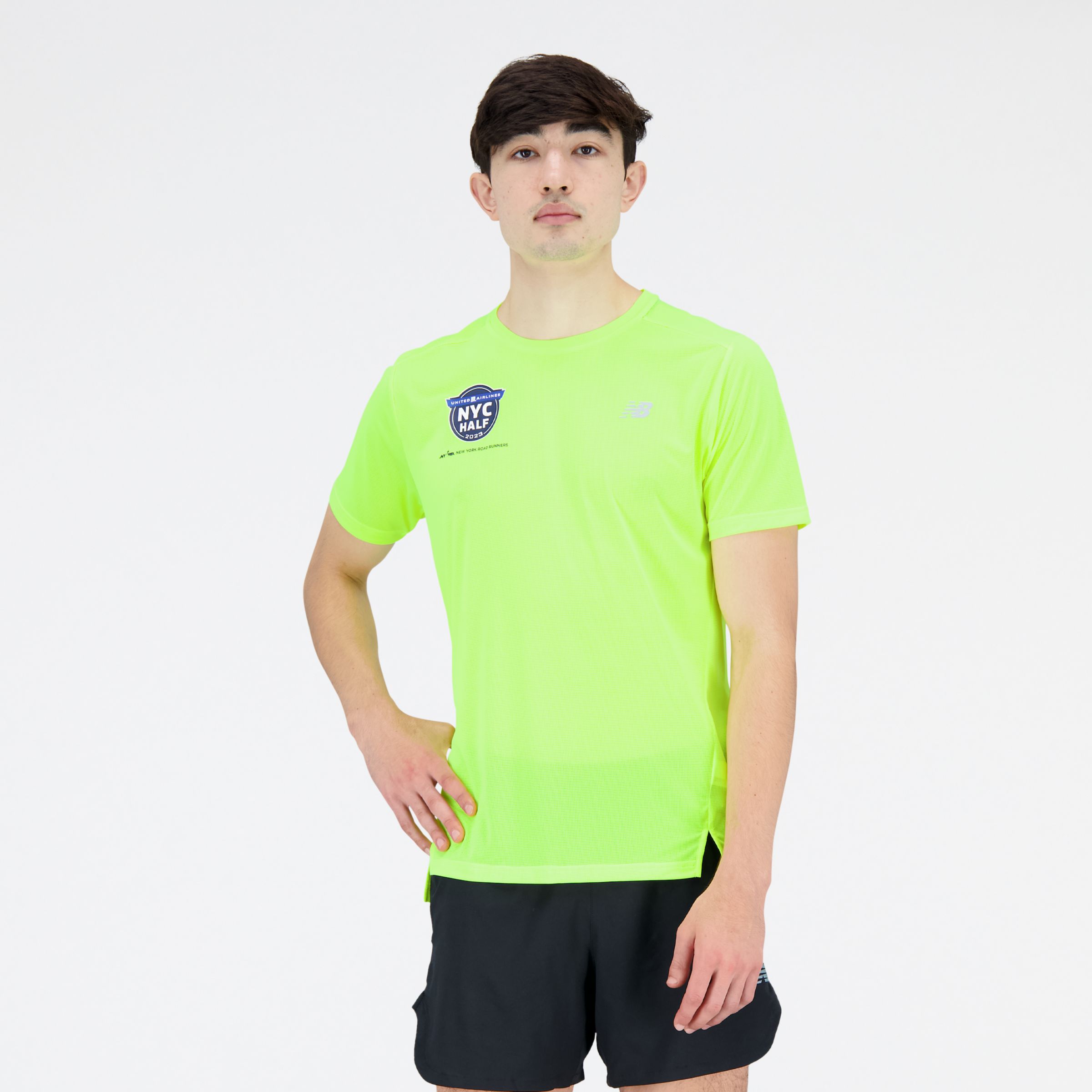

New Balance Men's United Airlines NYC Half Training Accelerate Short Sleeve Yellow - Yellow