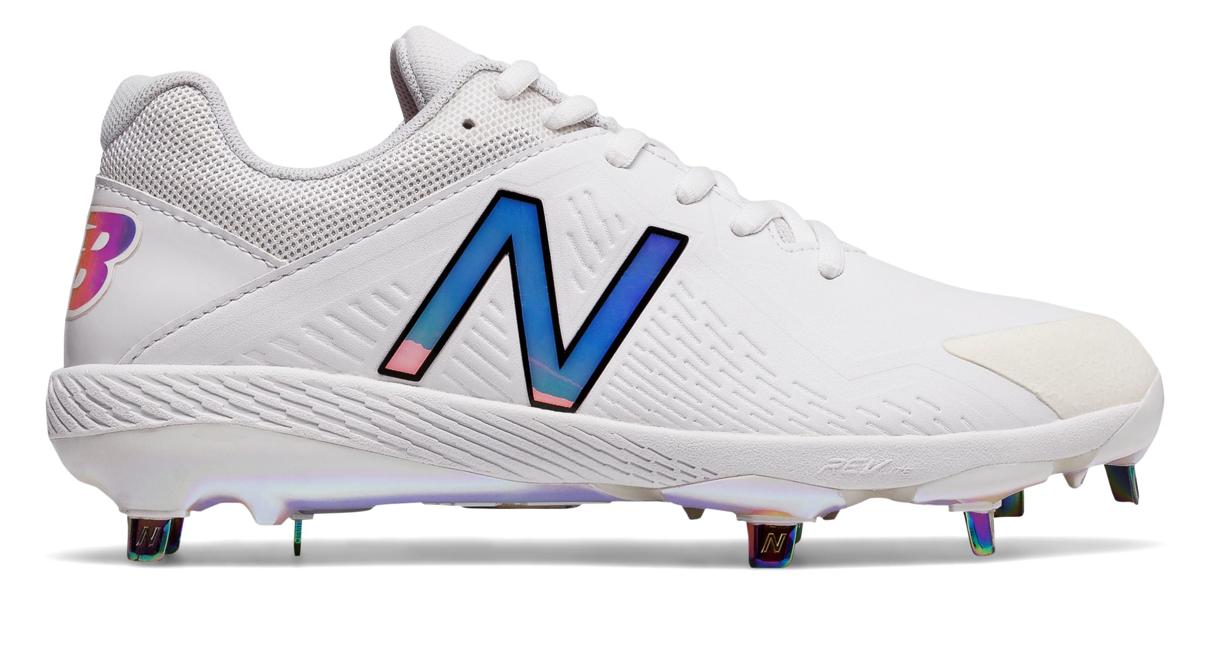 white and gold new balance cleats