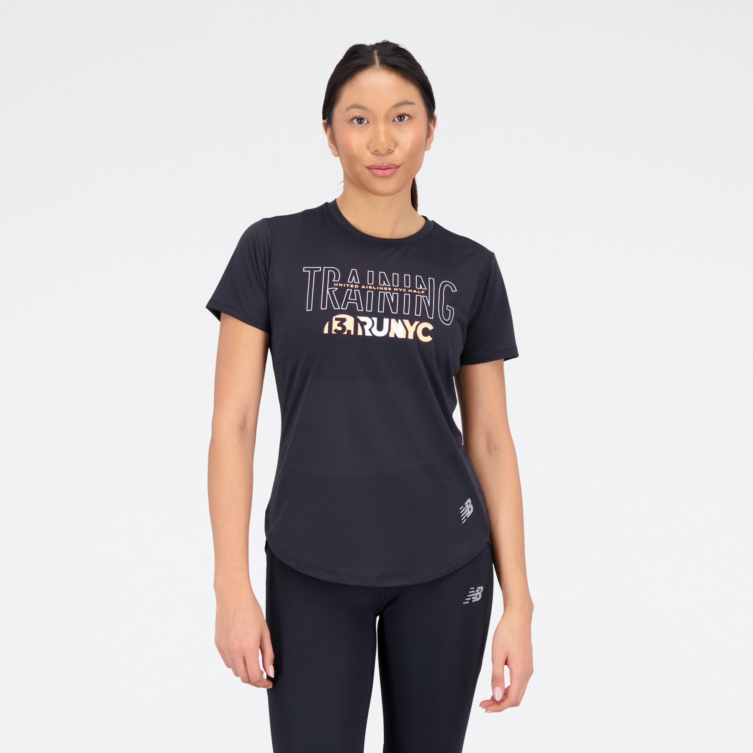 

New Balance Women's United Airlines NYC Half Training Accelerate Short Sleeve Top Black - Black