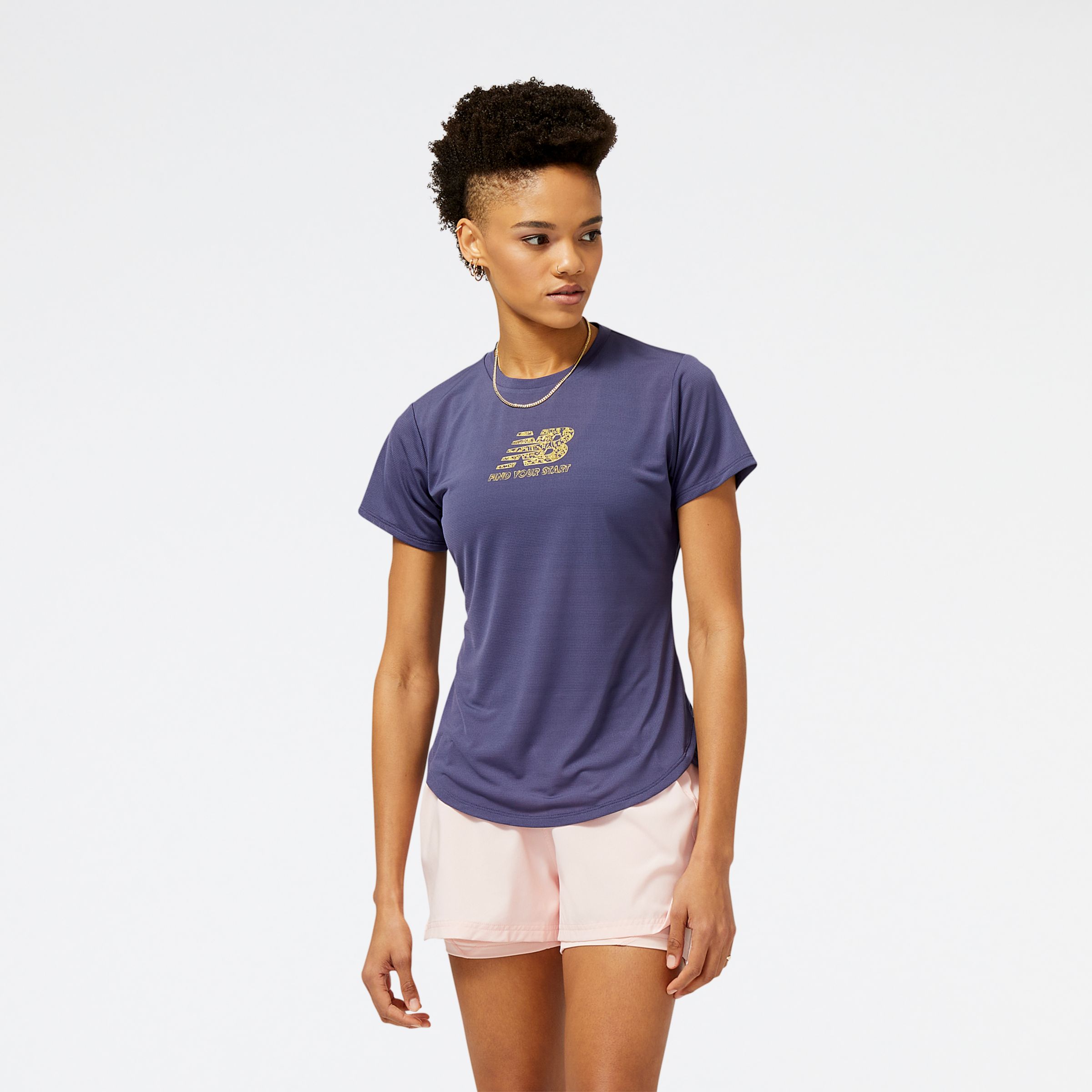 

New Balance Women's Graphic Accelerate Short Sleeve Top Black - Black