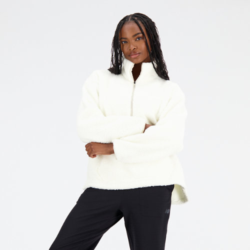 

New Balance Women's Achiever Sherpa Pullover White - White