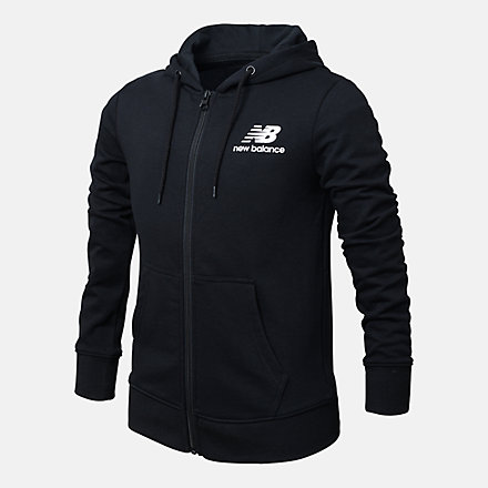 New Balance NB Essentials Stacked Logo FZ Hoodie, ABJ113218BK image number null