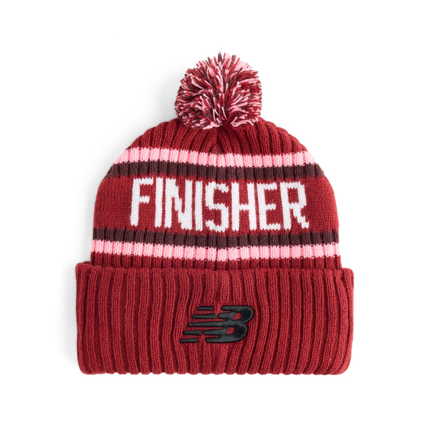 Мужская шапка New Balance NYC Marathon Finisher Cuff Knit Hat, цвет: Красный / Розовый — фото 2