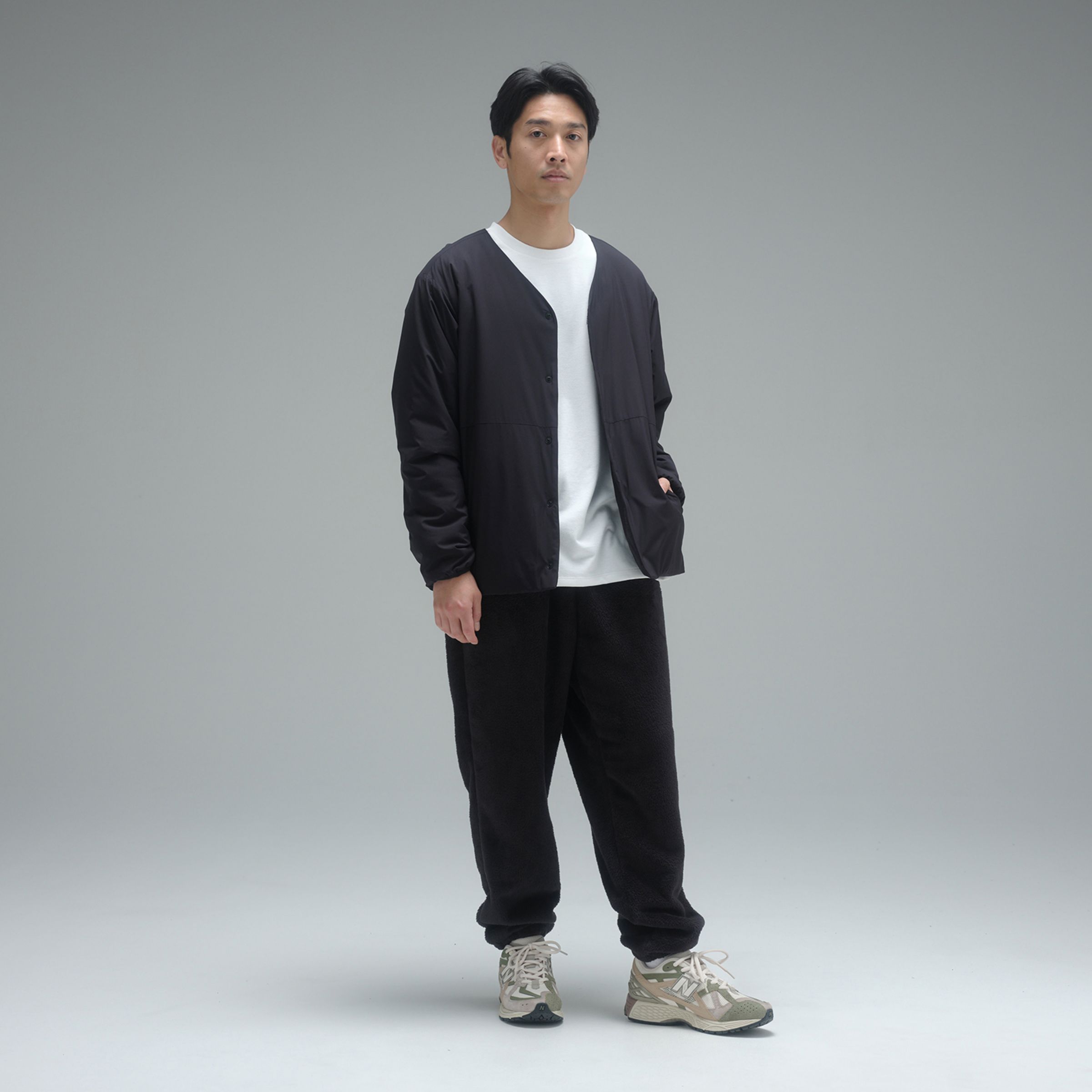 ニューバランス　MET24カーディガン　ノーカラー　チタニウム／グレー系　L セール】MET24 Padded Cardigan（カーディガン/ボレロ）｜New