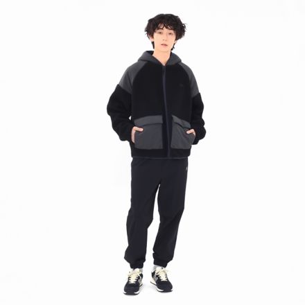 ボアコンビフーデッドジャケット, BLACK, AMJ45691BK