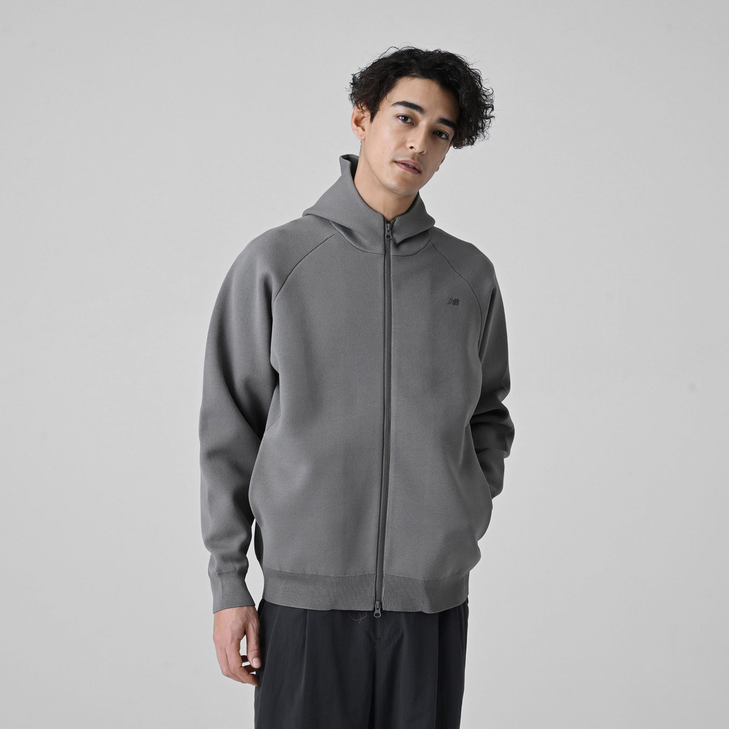 New Balance MET24 拉鏈針織連帽外套, AMJ55001DOK