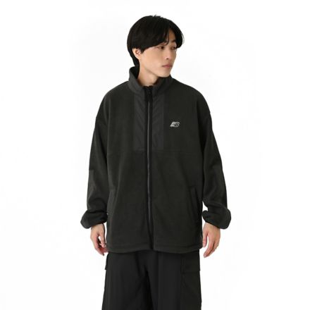 NB刺繍フリースジャケット, BLACK CEMENT, AMJ55699BLK