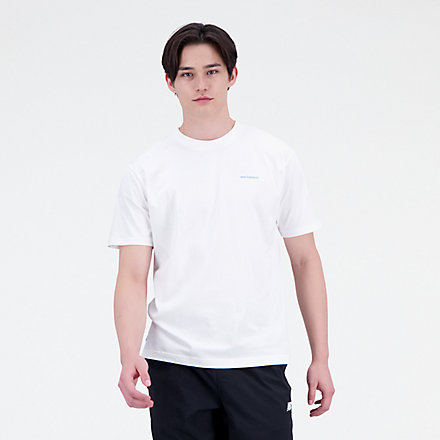 New Balance Essentials Cafe Shop Front Cotton Jersey T-Shirt, AMT31559SST image number null