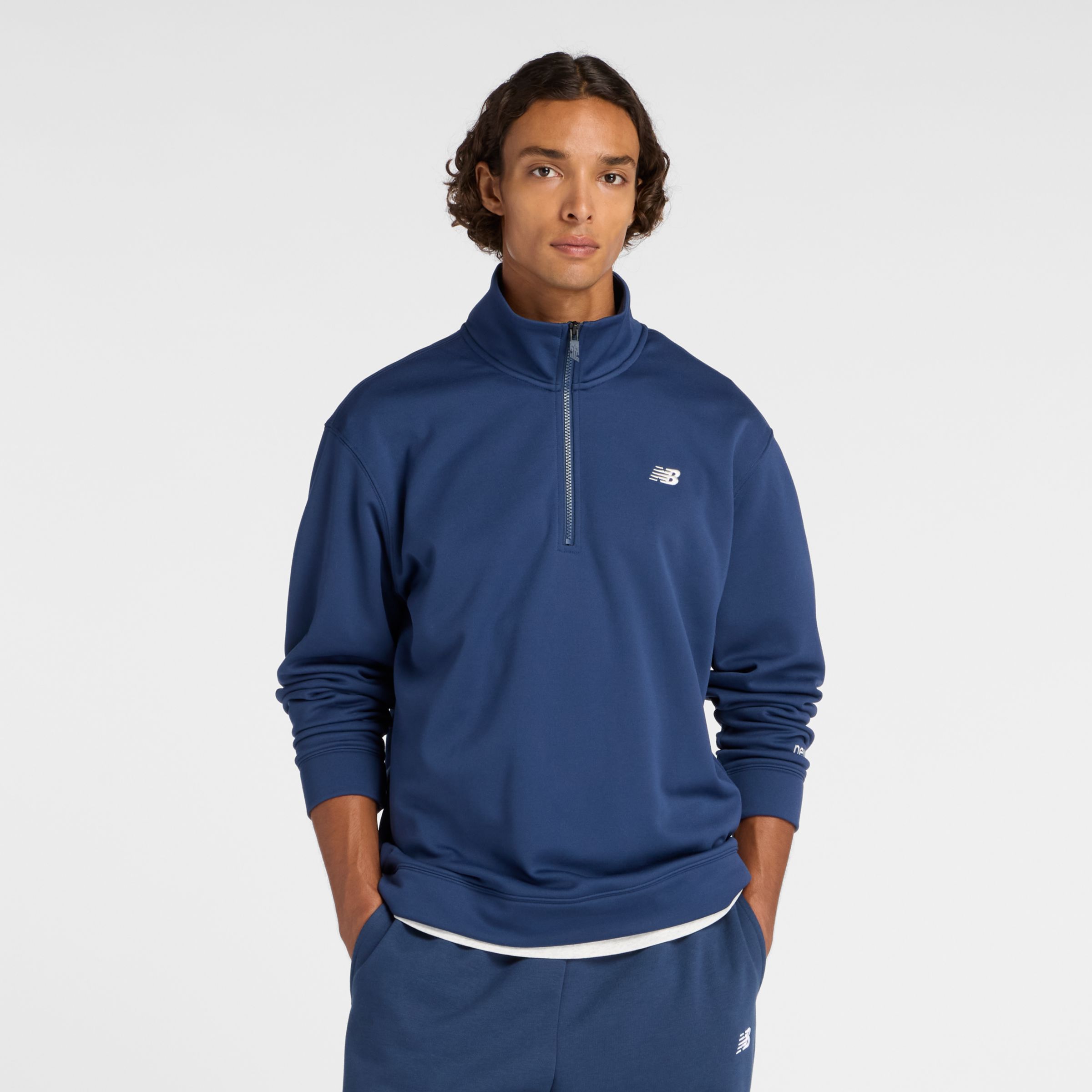 ダブルニット クォーター ジップ プルオーバー 裏起毛