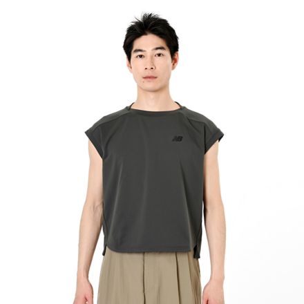 9BOX n.4 Compact French Sleeve T-Shirt, BLACK CEMENT, AMT55034BLK