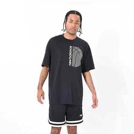 グラフィックショートスリーブTシャツ, BLACK, AMT55091BK