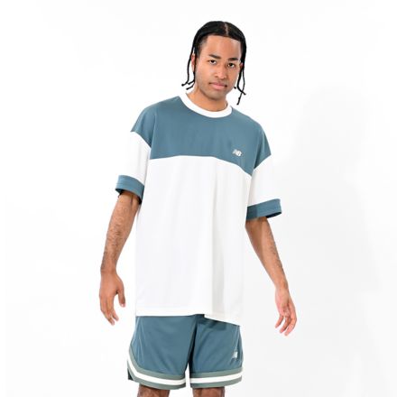 ブロック切り替えショートスリーブTシャツ, NEW SPRUCE, AMT55095NUS