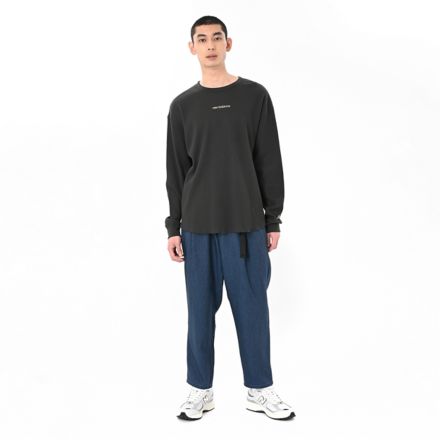 ワッフルロングスリーブTシャツ, BLACK CEMENT, AMT55148BLK