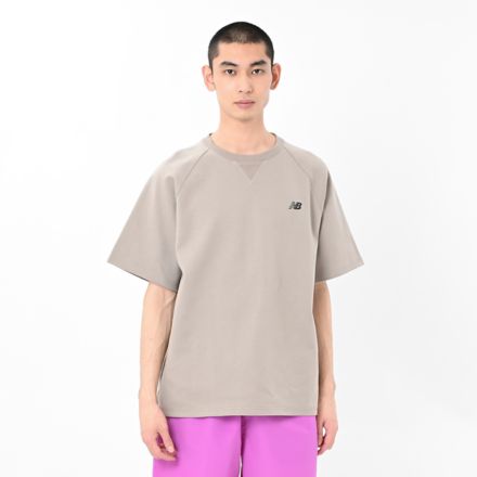 Double Face Short Sleeve Pullover, ARID STONE, AMT55152ADS