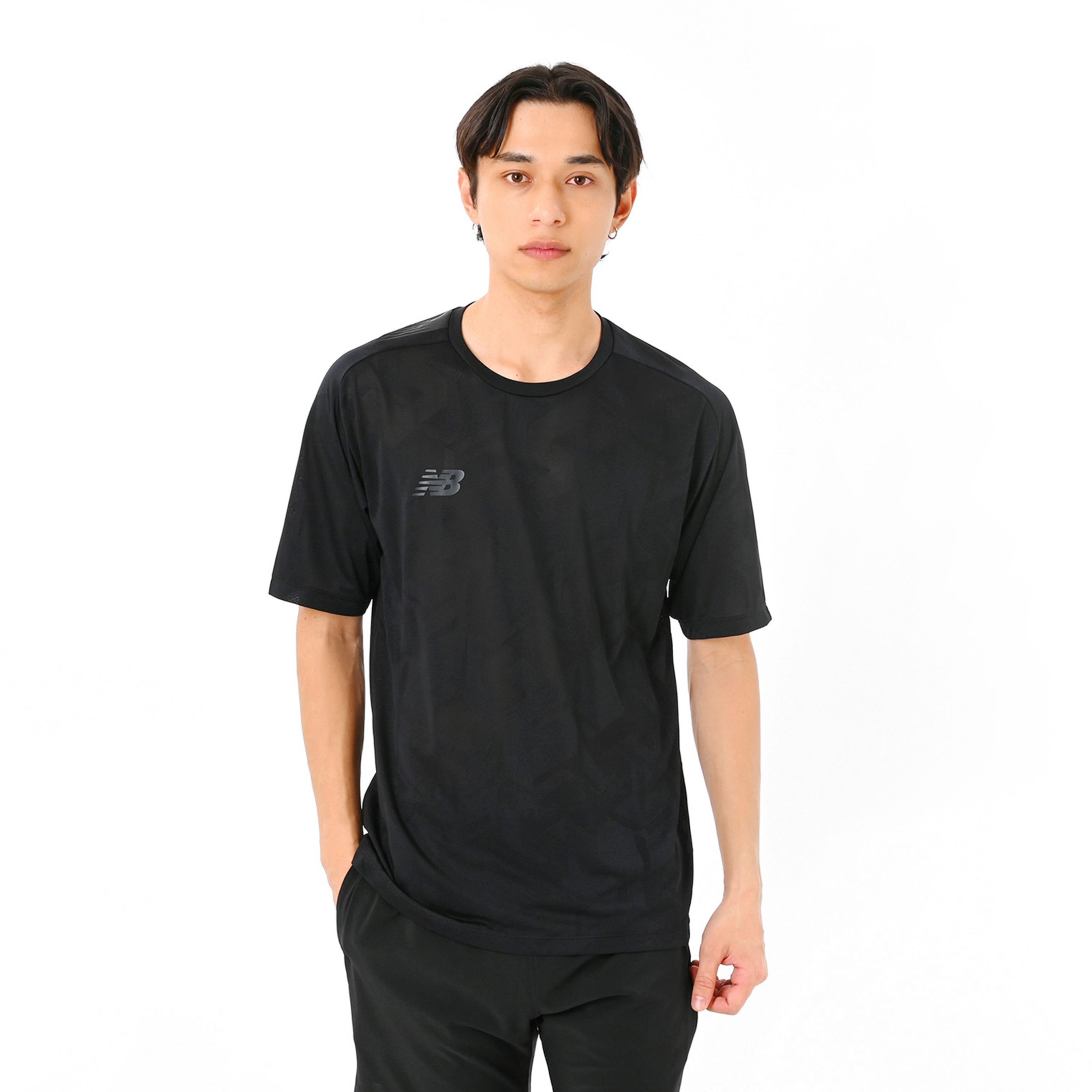 Black Out ジャガードメッシュニットショートスリーブTシャツ