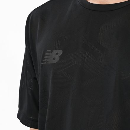 Black Out ジャガードメッシュニットショートスリーブTシャツ, BLACK, AMT55204BK