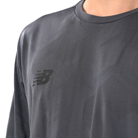 Black Out ジャガードメッシュニットショートスリーブTシャツ, CHARCOAL, AMT55204CHC