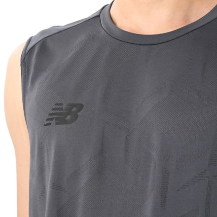 Black Out ジャガードメッシュニットノースリーブシャツ, CHARCOAL, AMT55205CHC