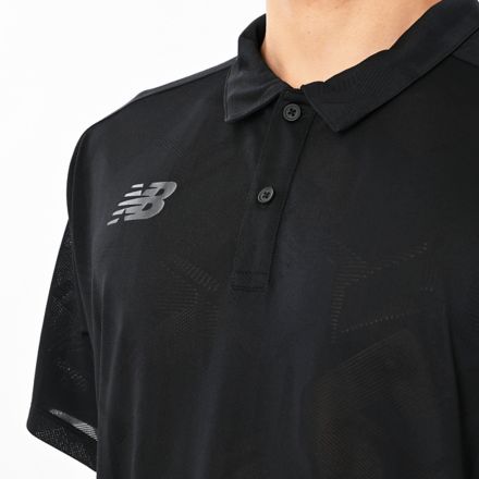 Black Out ジャガードメッシュニットポロシャツ, BLACK, AMT55206BK