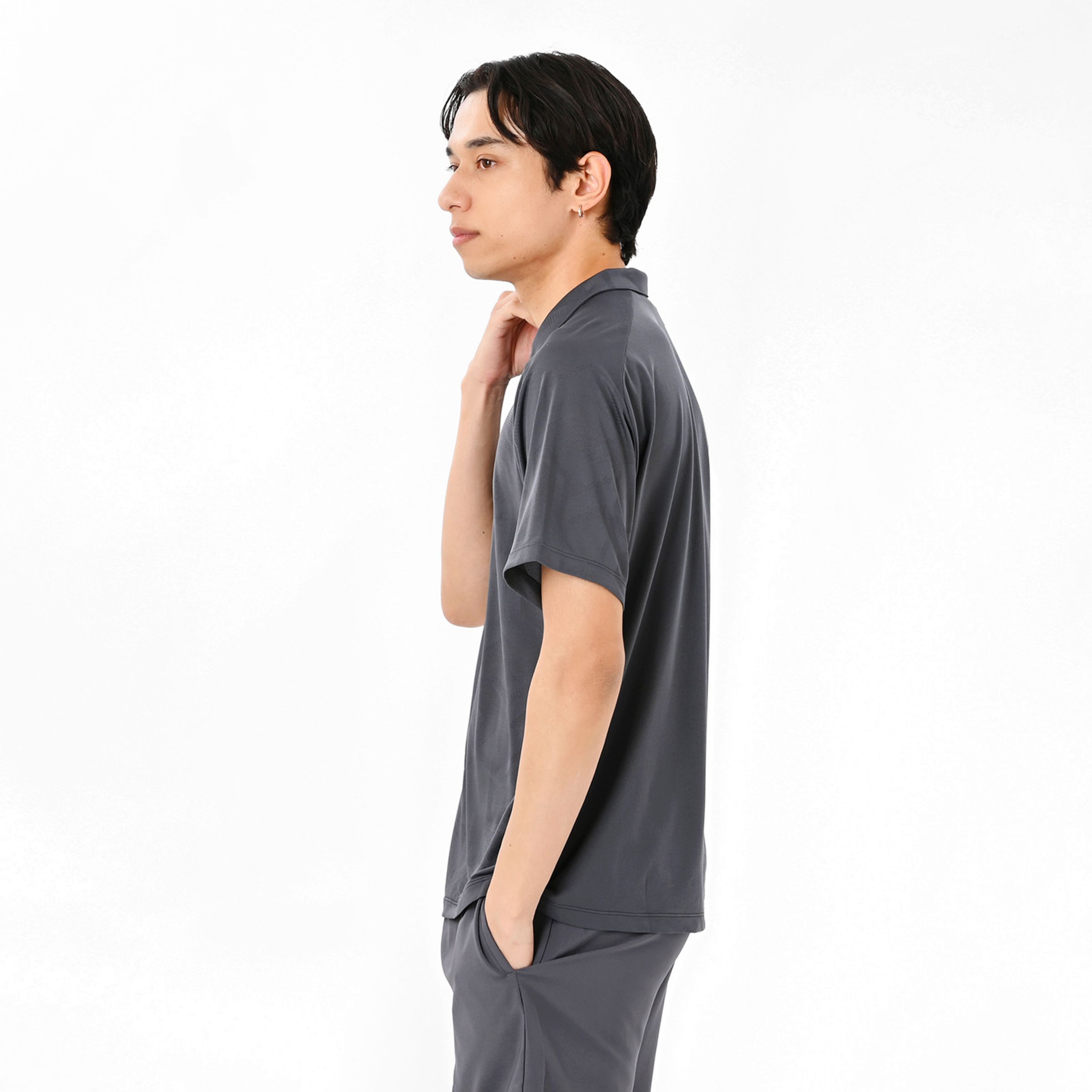 Black Out ジャガードメッシュニットポロシャツ