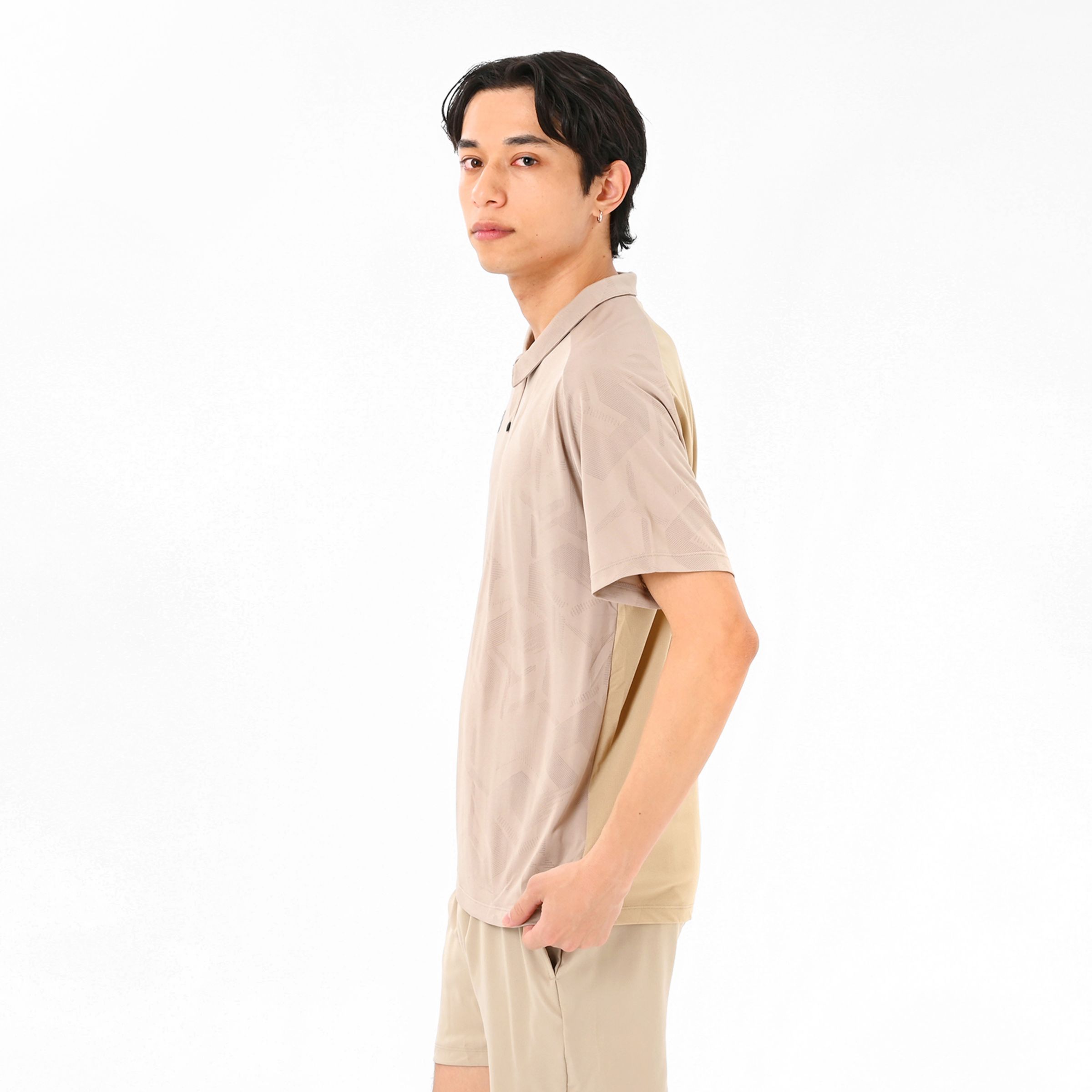 Black Out ジャガードメッシュニットポロシャツ