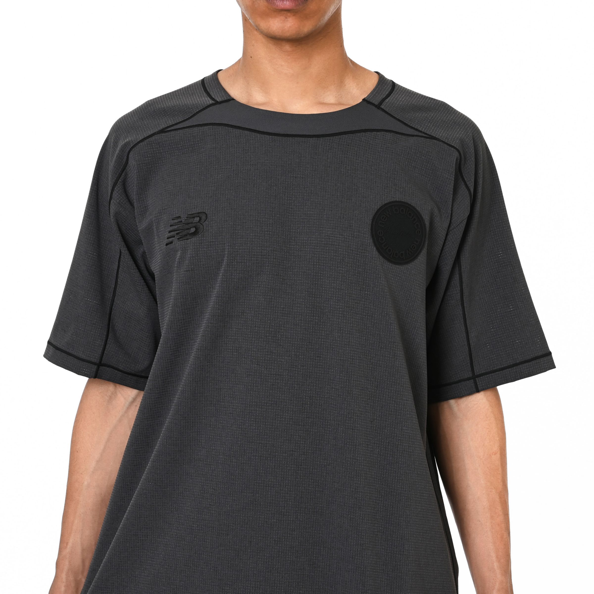 Black Out メッシュストレッチ ウーブンショートスリーブシャツ