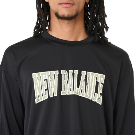 グラフィックロングスリーブシャツ, BLACK, AMT55625BK