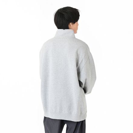 NB刺繍ダブルフェイスハーフジップ, ATHLETIC GREY HEATHER, AMT55694AGT