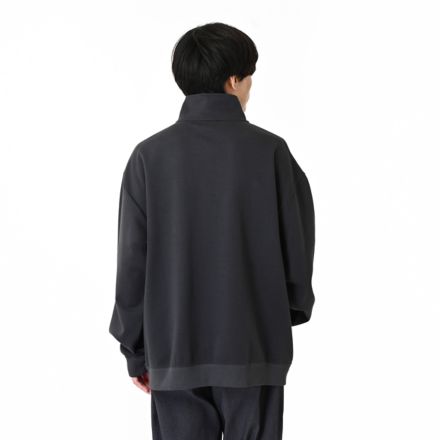 NB刺繍ダブルフェイスハーフジップ, BLACK CEMENT, AMT55694BLK