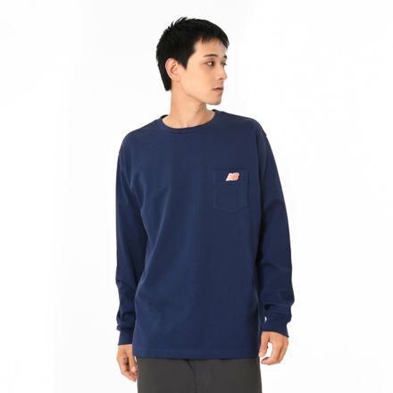 NB刺繍ポケットロングスリーブTシャツ, NB NAVY, AMT55696NNY