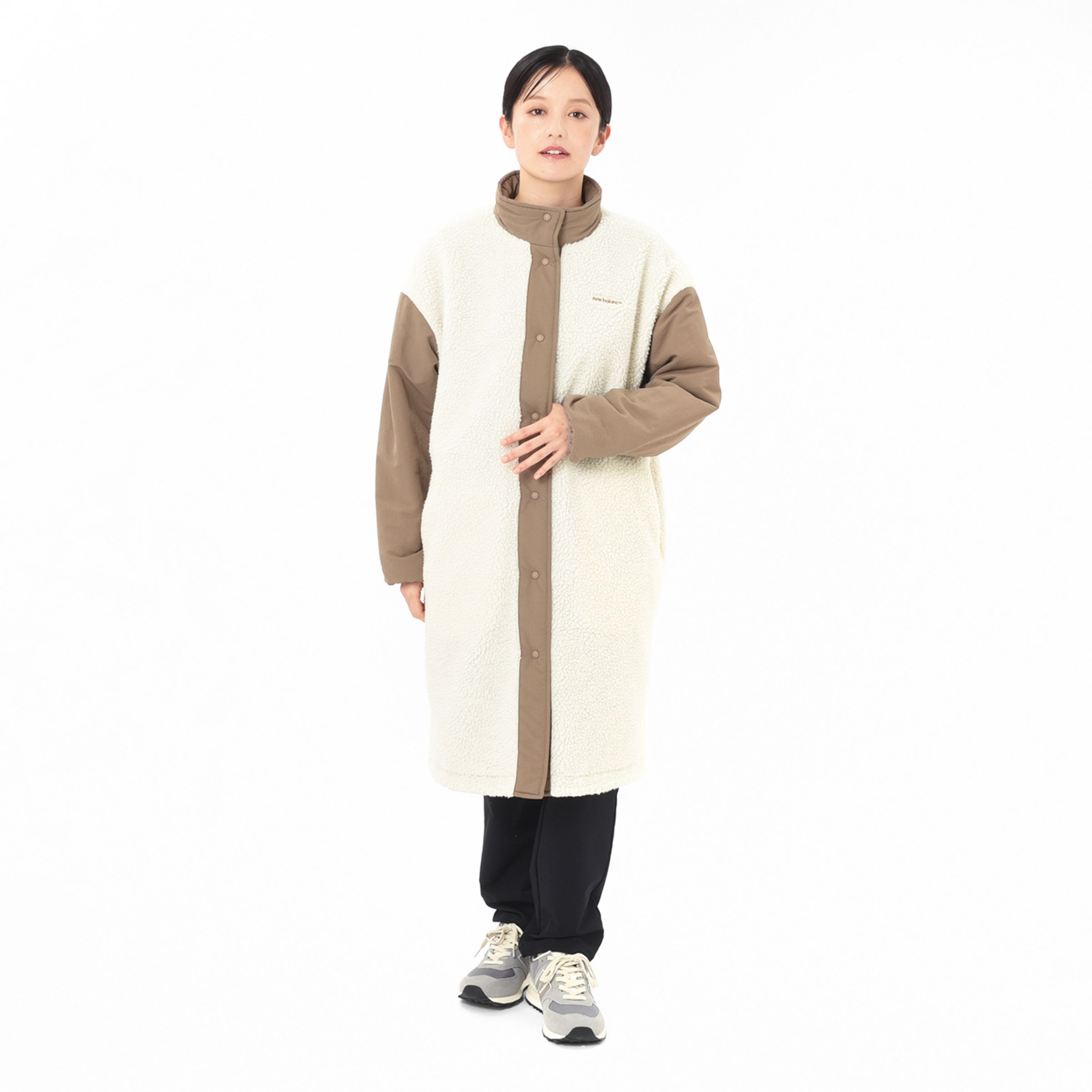 リバーシブルボアロングジャケット