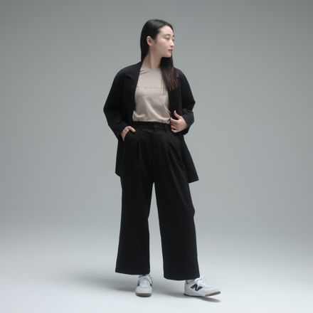MET24 褶邊寬鬆褲, 黑, AWP45024BK