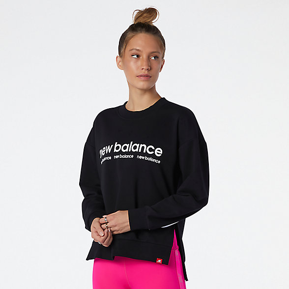 New Balance 女款休闲圆领卫衣, AWT13520BK