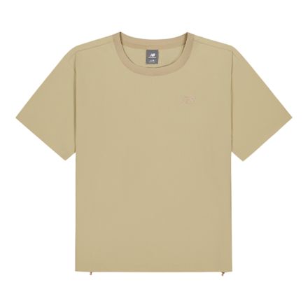 NBX Shifted Woven Short Sleeve Top, STONEWARE, AWT52350SOT