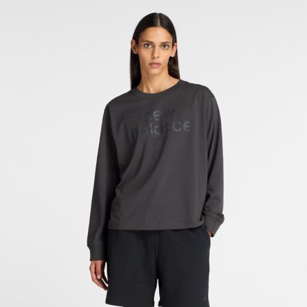 リラックスロングスリーブTシャツ, BLACK CEMENT, AWT53171BLK