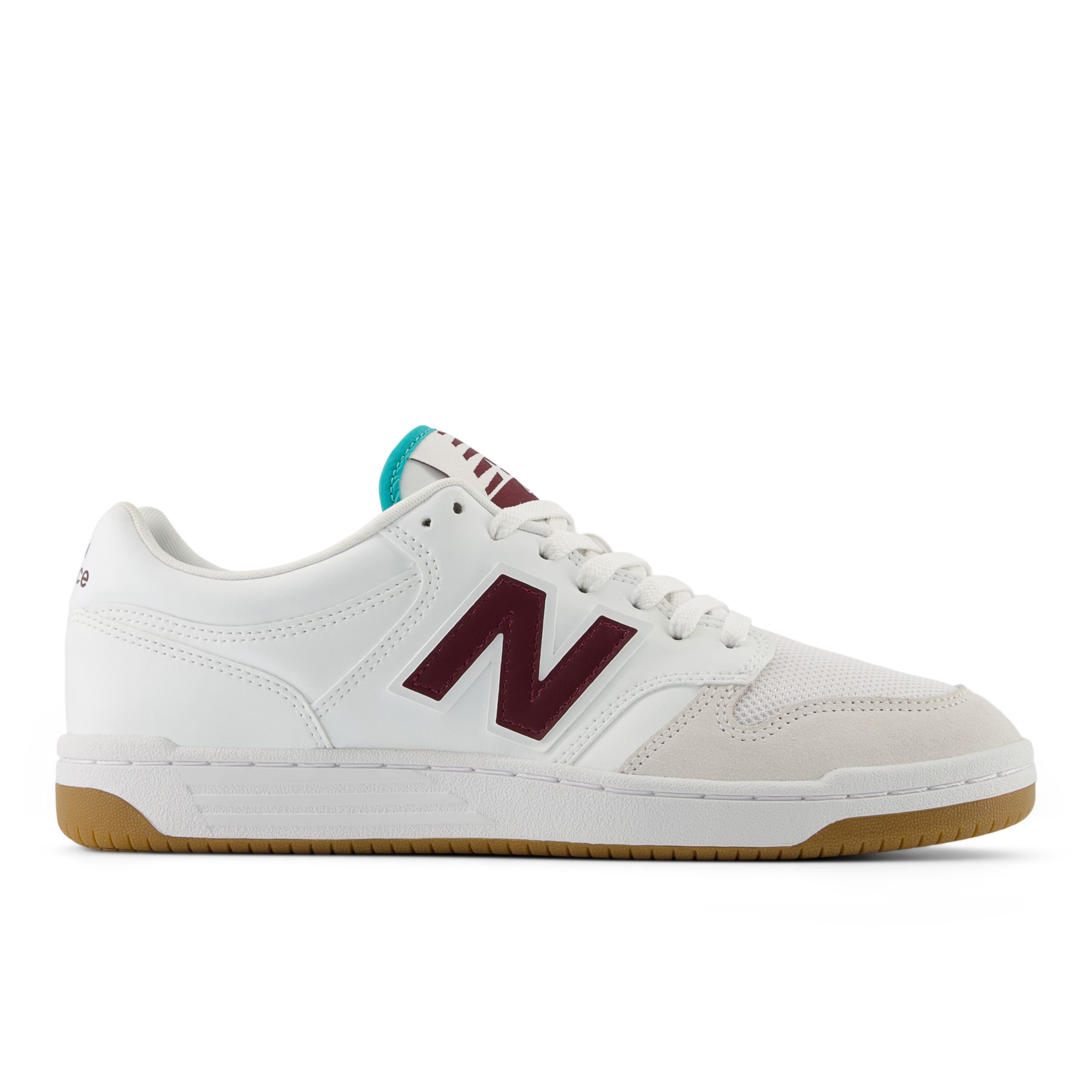 

New Balance Homme 480 en Blanc/Mauve/Vert, Leather, Taille 45.5 Large