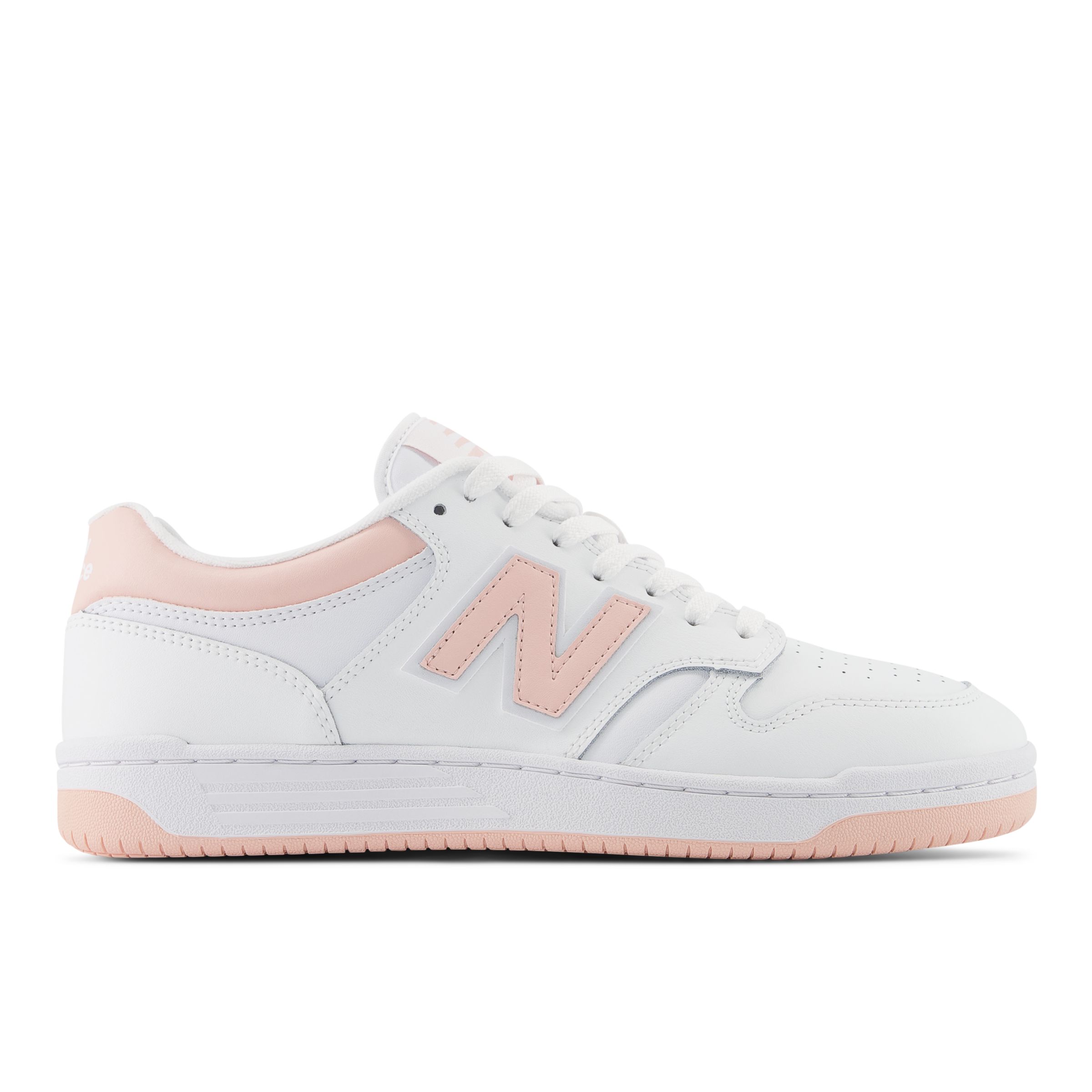 New Balance Unisex 480 in White/Pink Leather, size 8