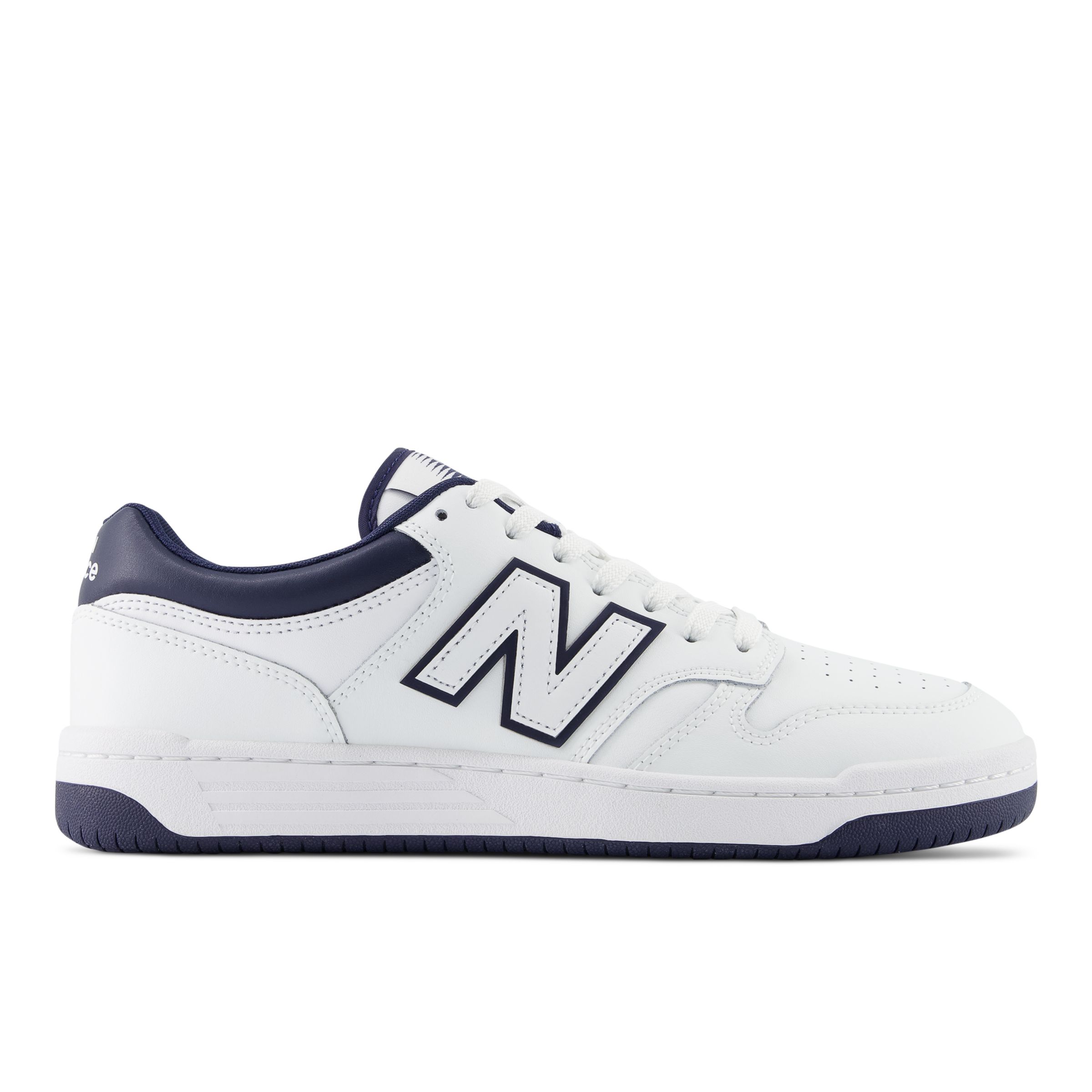 New Balance Men's 480 in White/Navy Blue Leather, size 9.5