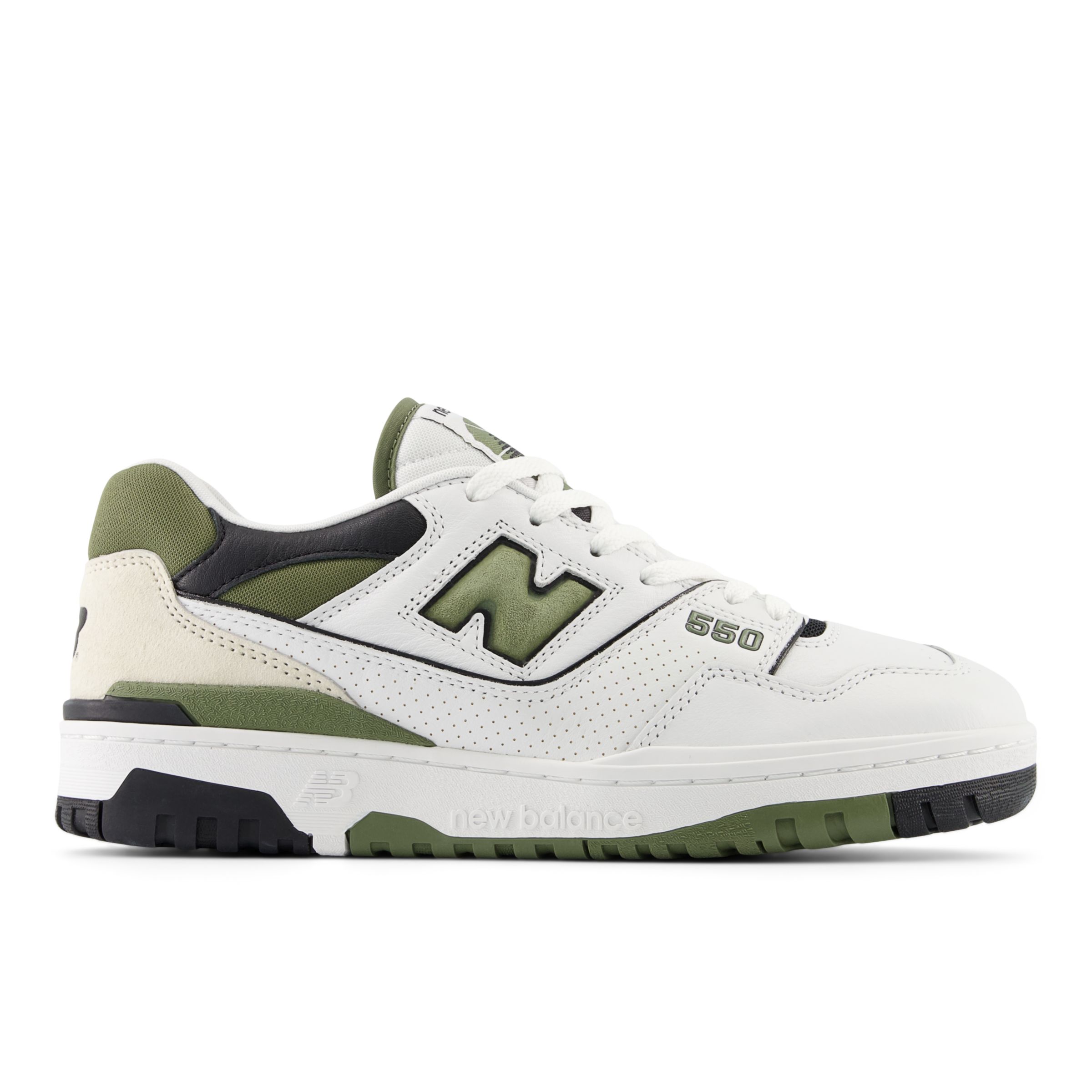 뉴발란스 New Balance 550,White with Dark Olivine and Black