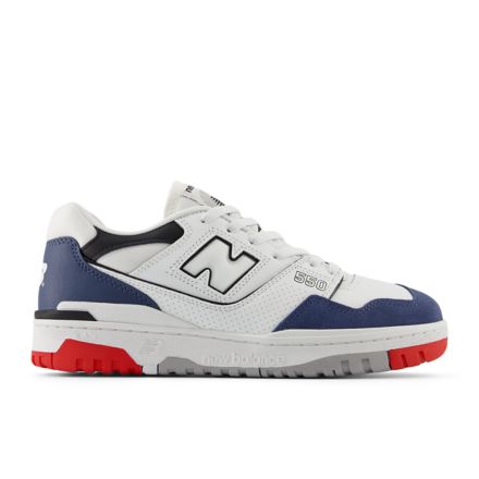 550 Low Top Sneakers | White With Vintage Indigo & True Red - New Balance