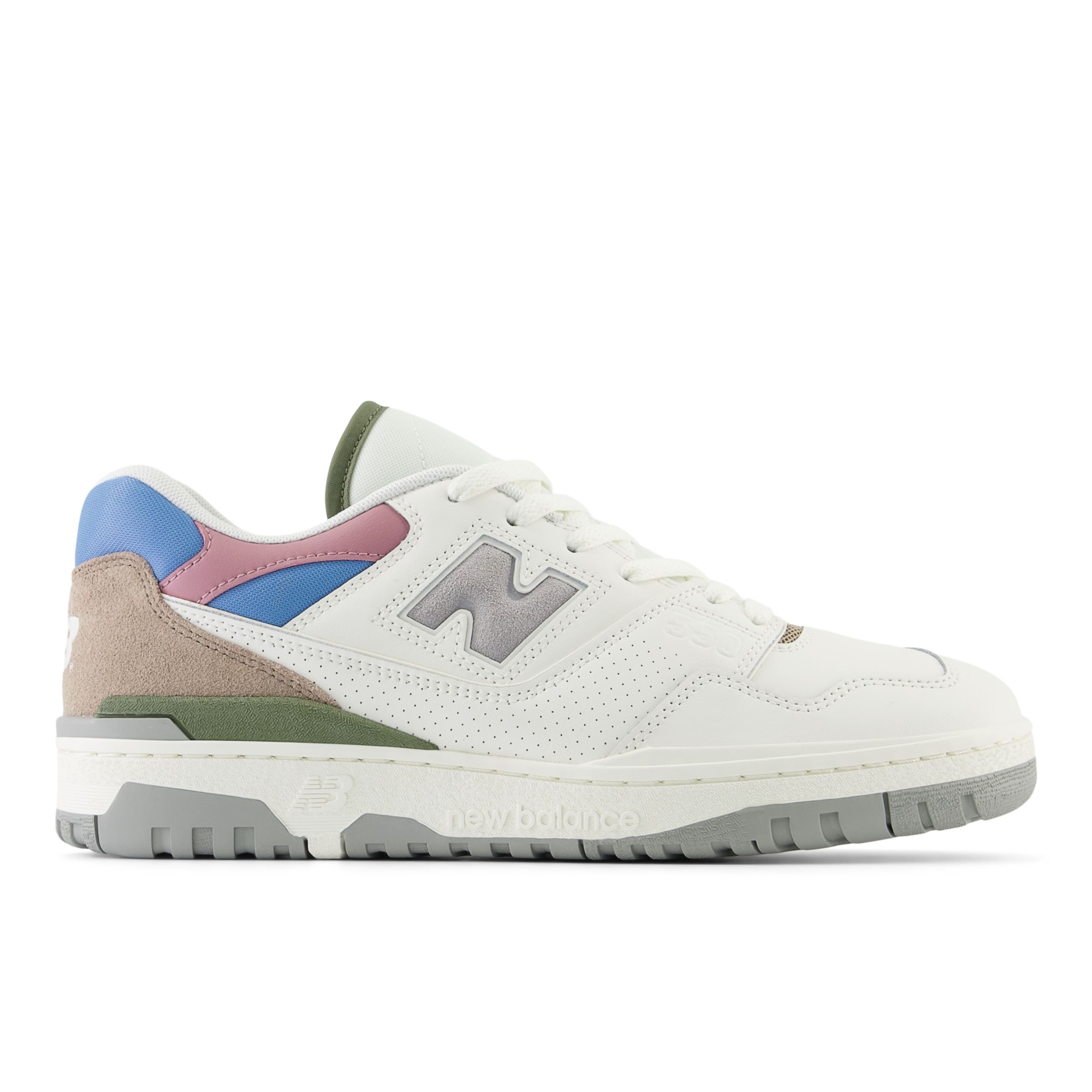 New Balance Unisex 550 in White/Blue/Green Leather, size 9