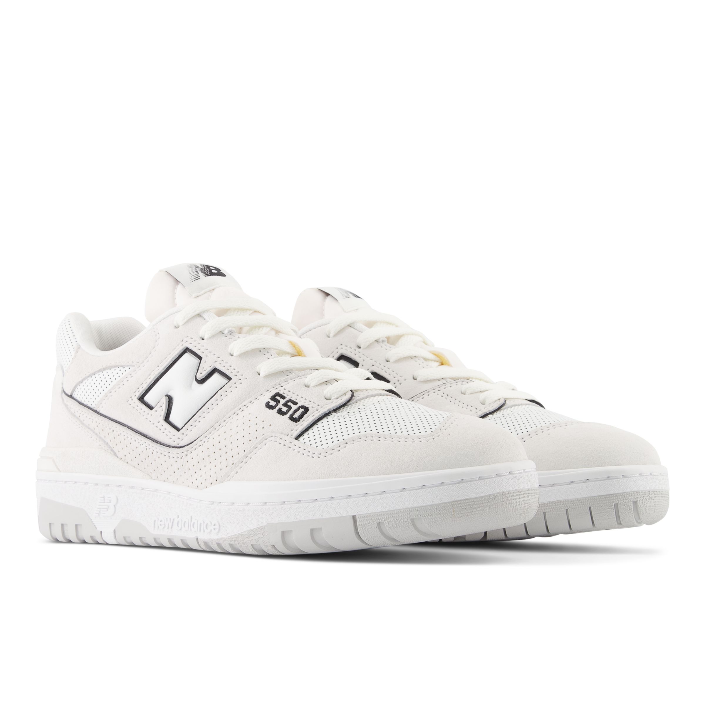 New Balance 550 Perforated Suede Sneakers In Grey/white/black