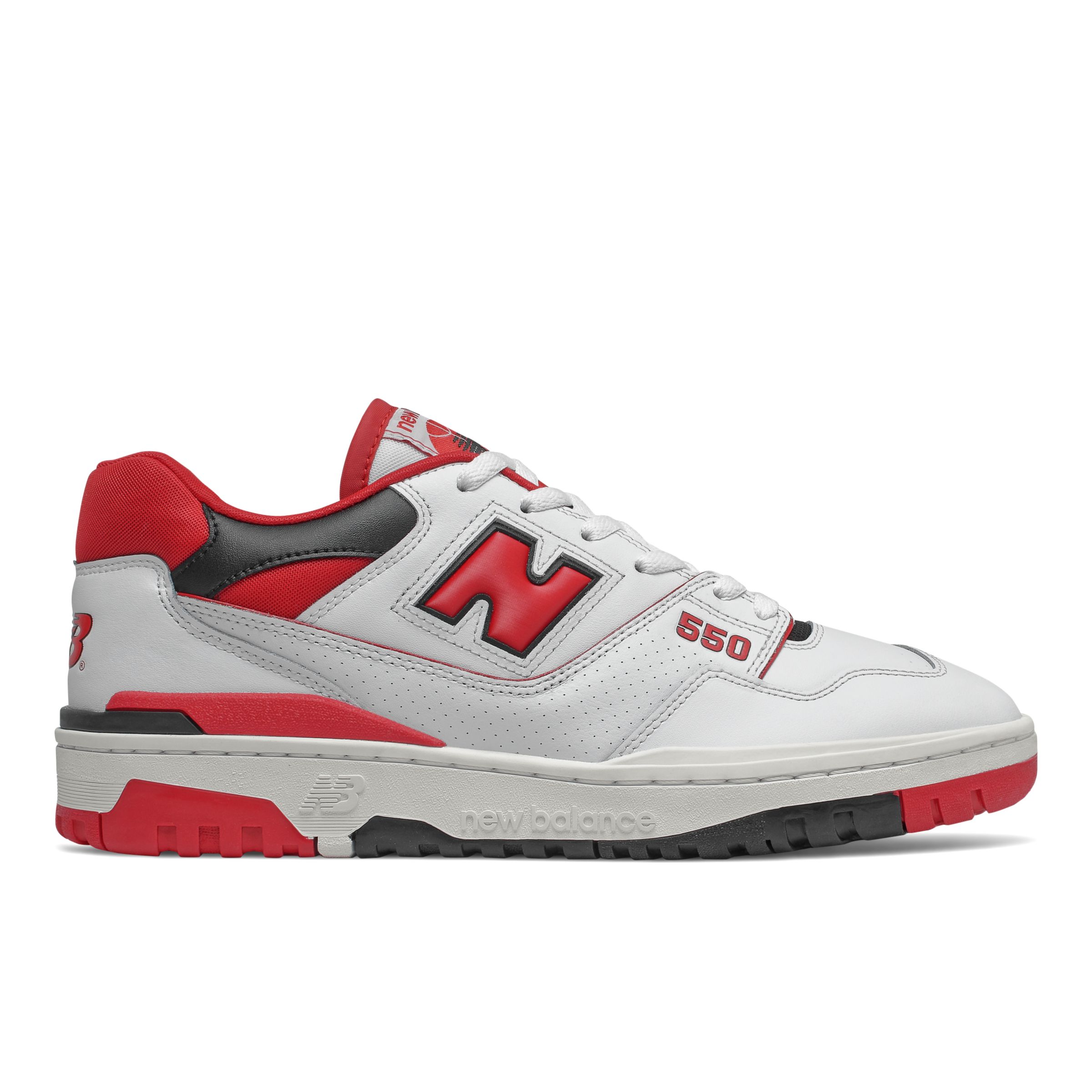 New Balance Unisex 550 in Weiß/Rot, Leather, Größe 49