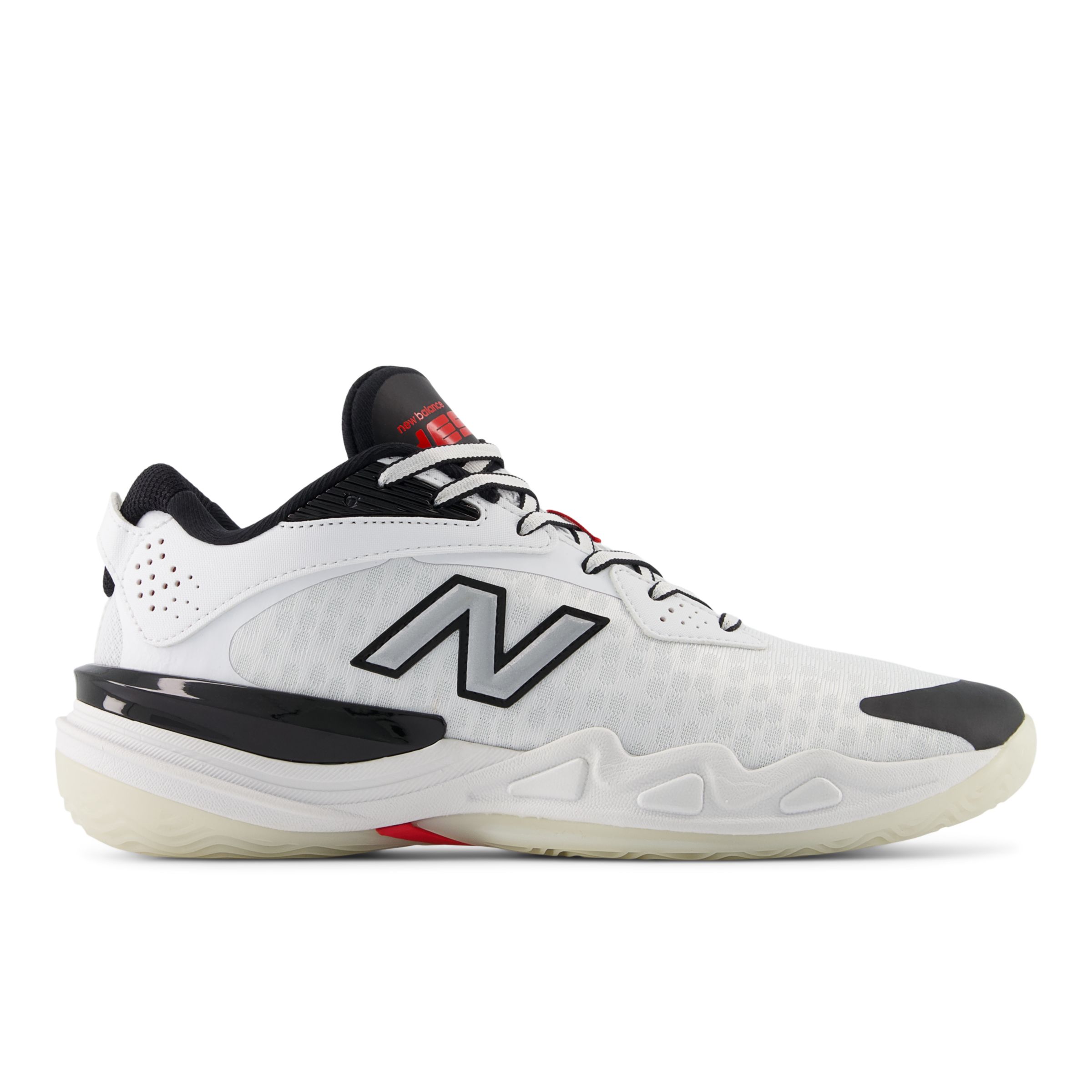 New Balance Unisex HESI LOW V2 in White/Red/Black Synthetic, size 9