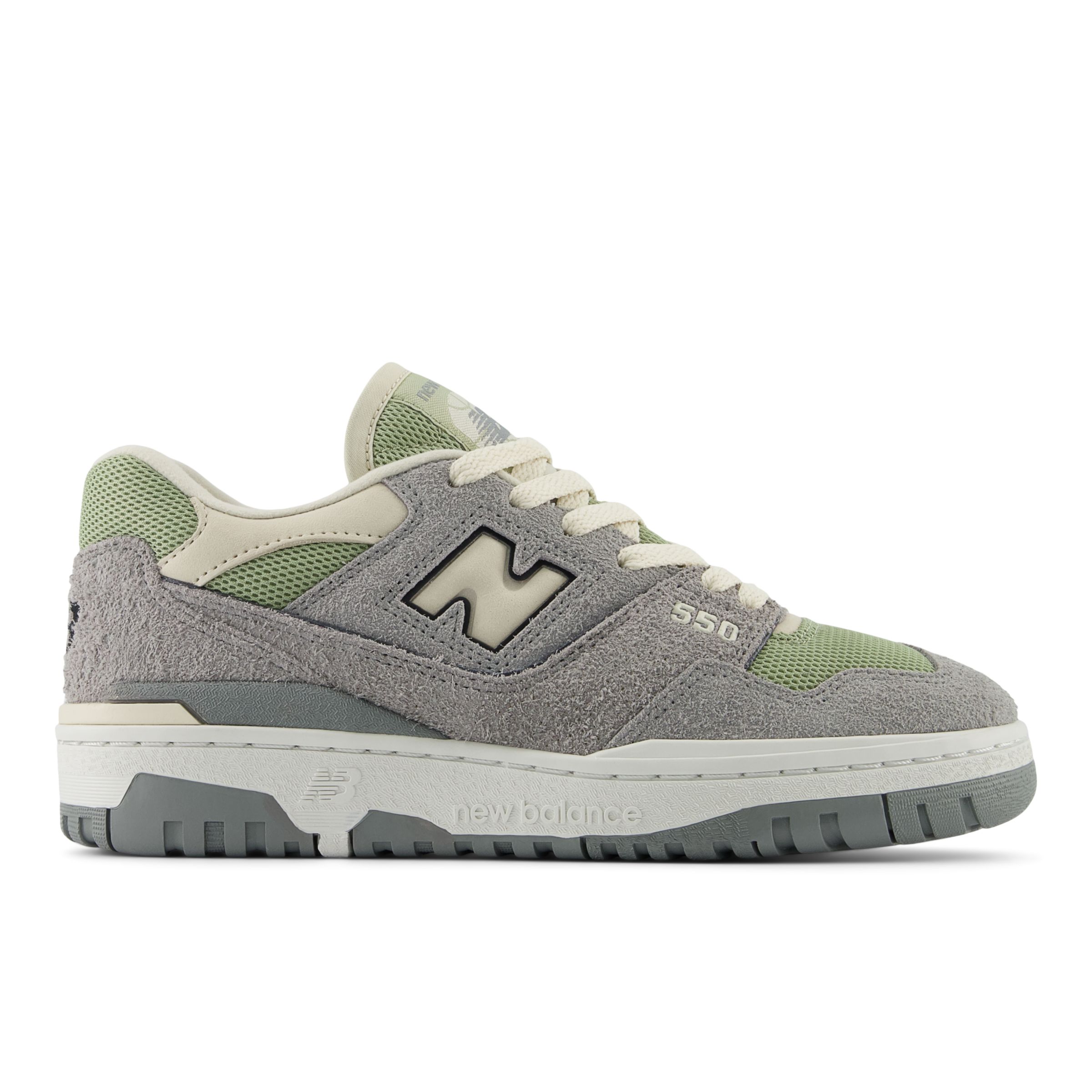 New Balance Women's 550 in Grey/Green/Beige Suede/Mesh, size 4.5 Narrow