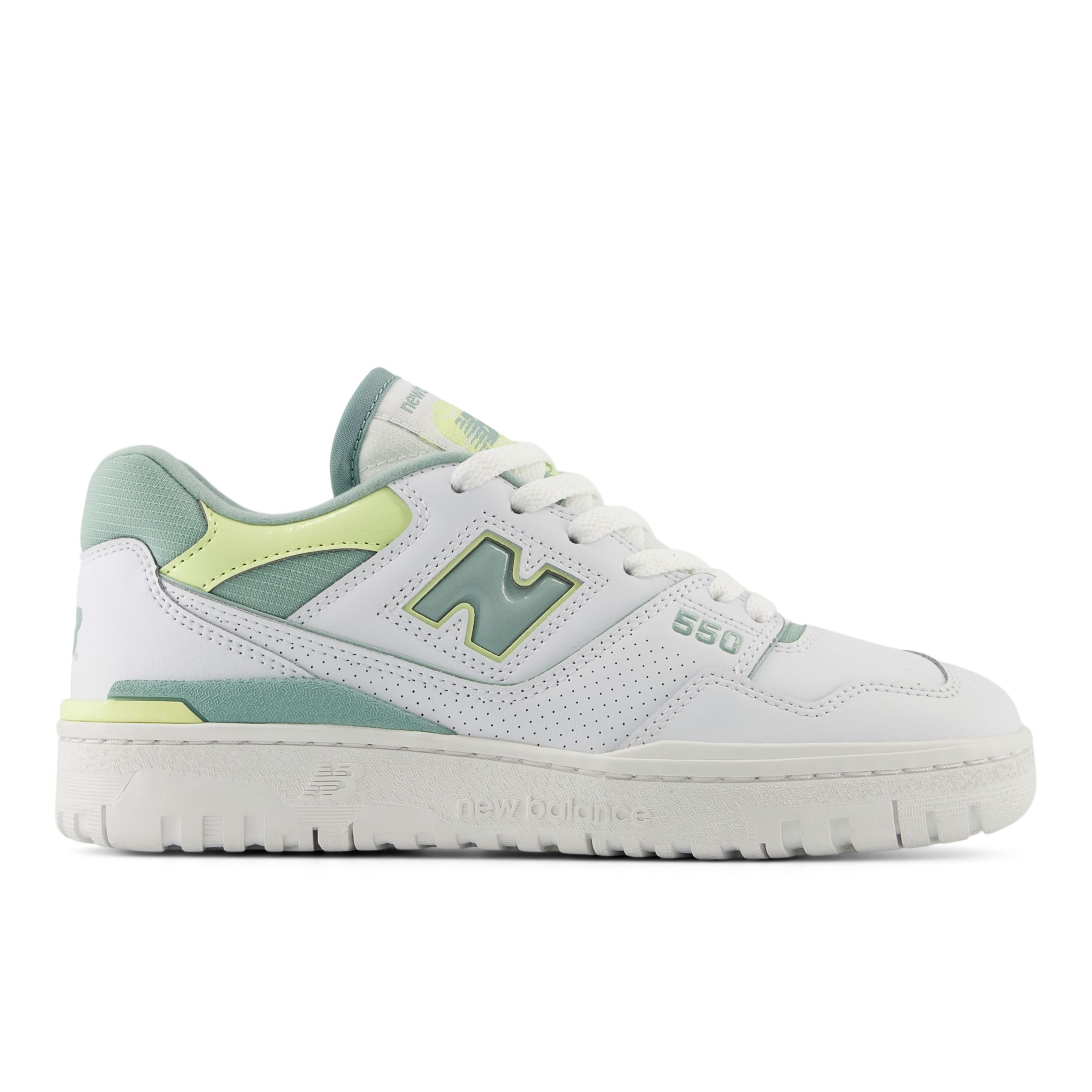 New Balance Women's 550 in White/Green/Yellow Leather, size 5 Narrow