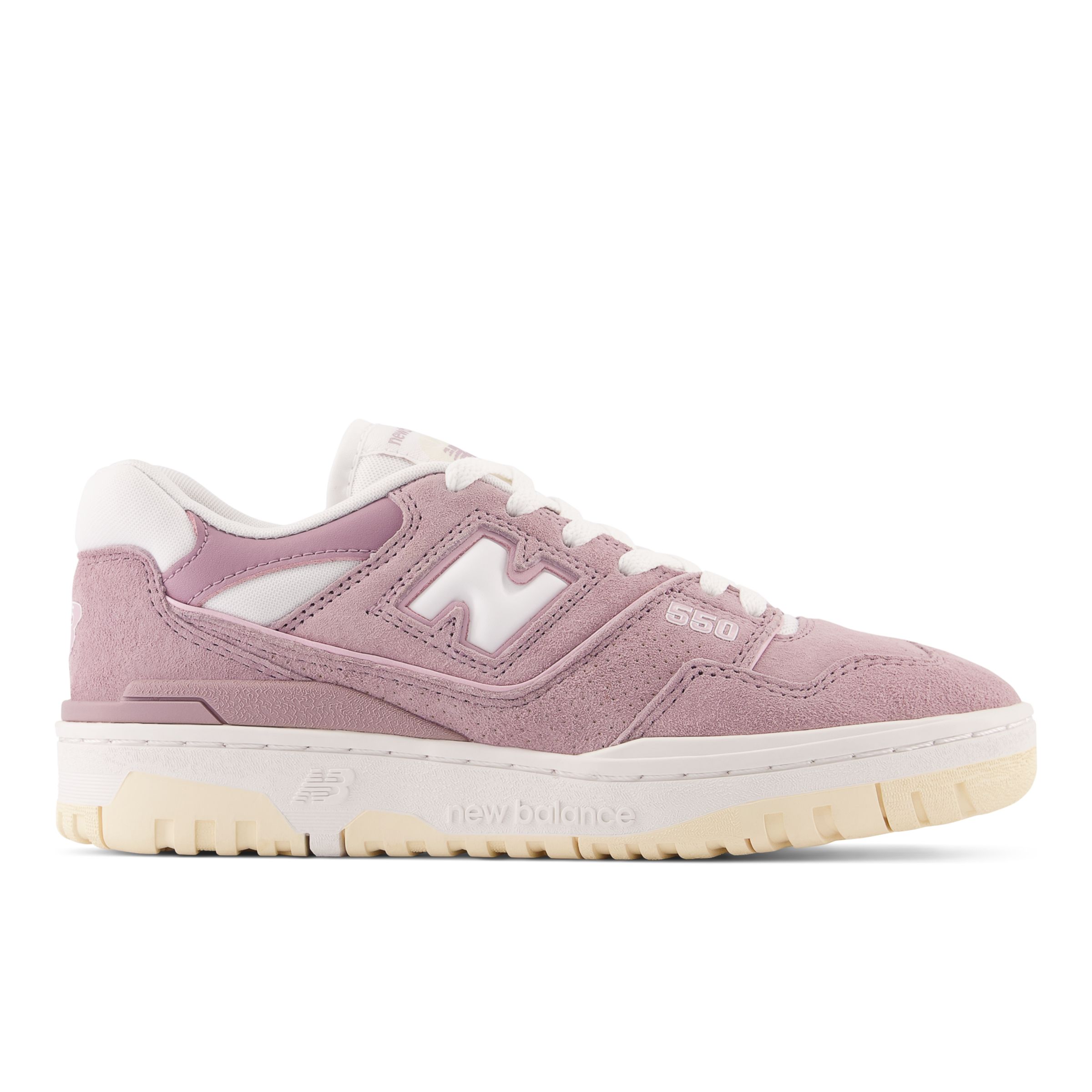 New Balance Women's 550 in Purple/Beige/White Leather, size 6.5 Narrow