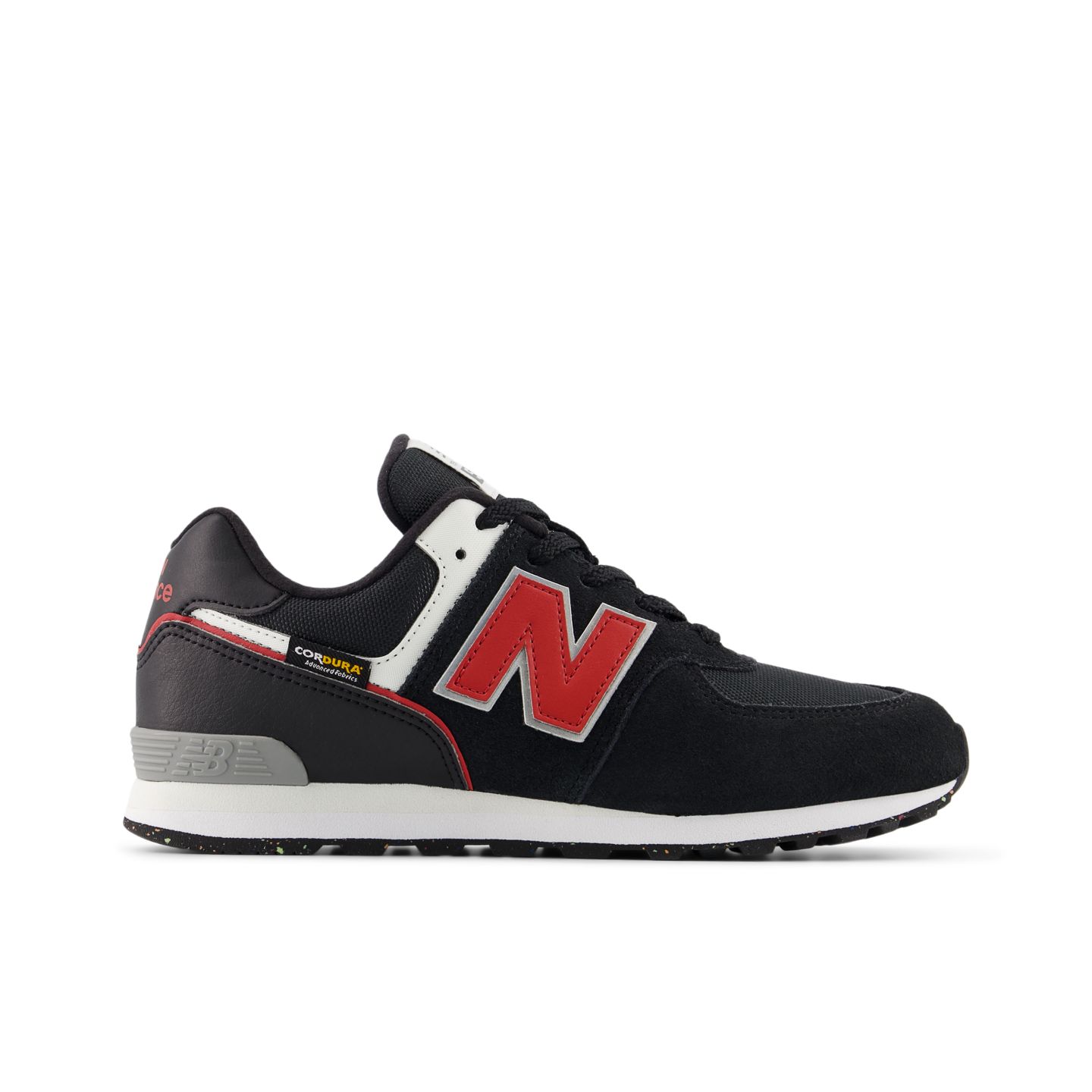 Детские кроссовки New Balance 574 Lace, цвет: Чёрный / Красный — фото 1