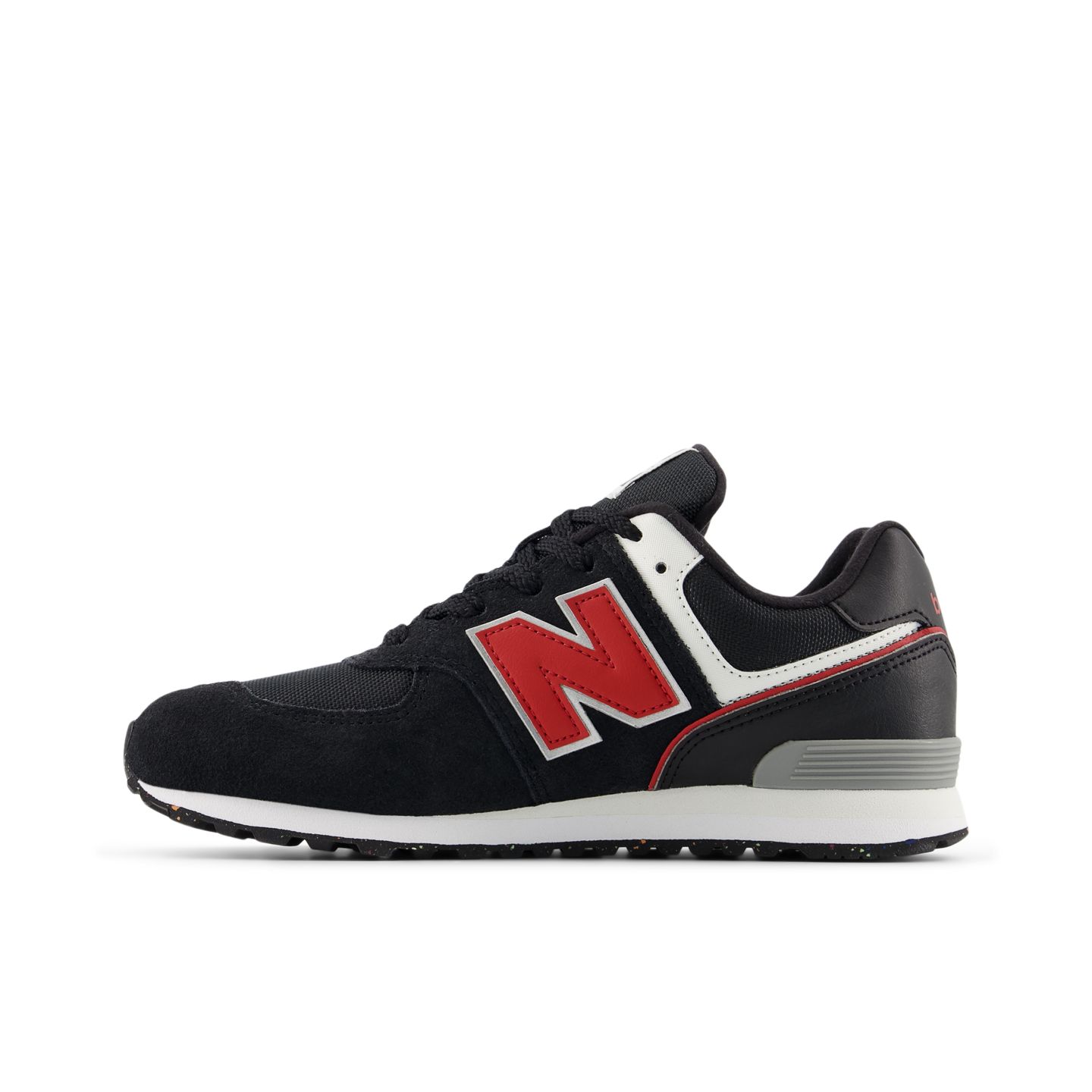 Детские кроссовки New Balance 574 Lace, цвет: Чёрный / Красный — фото 3